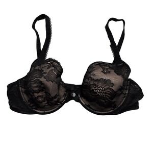 Victorias Secret Body Perfect Coverage Unlined‎ Lace Bra Black 34B
